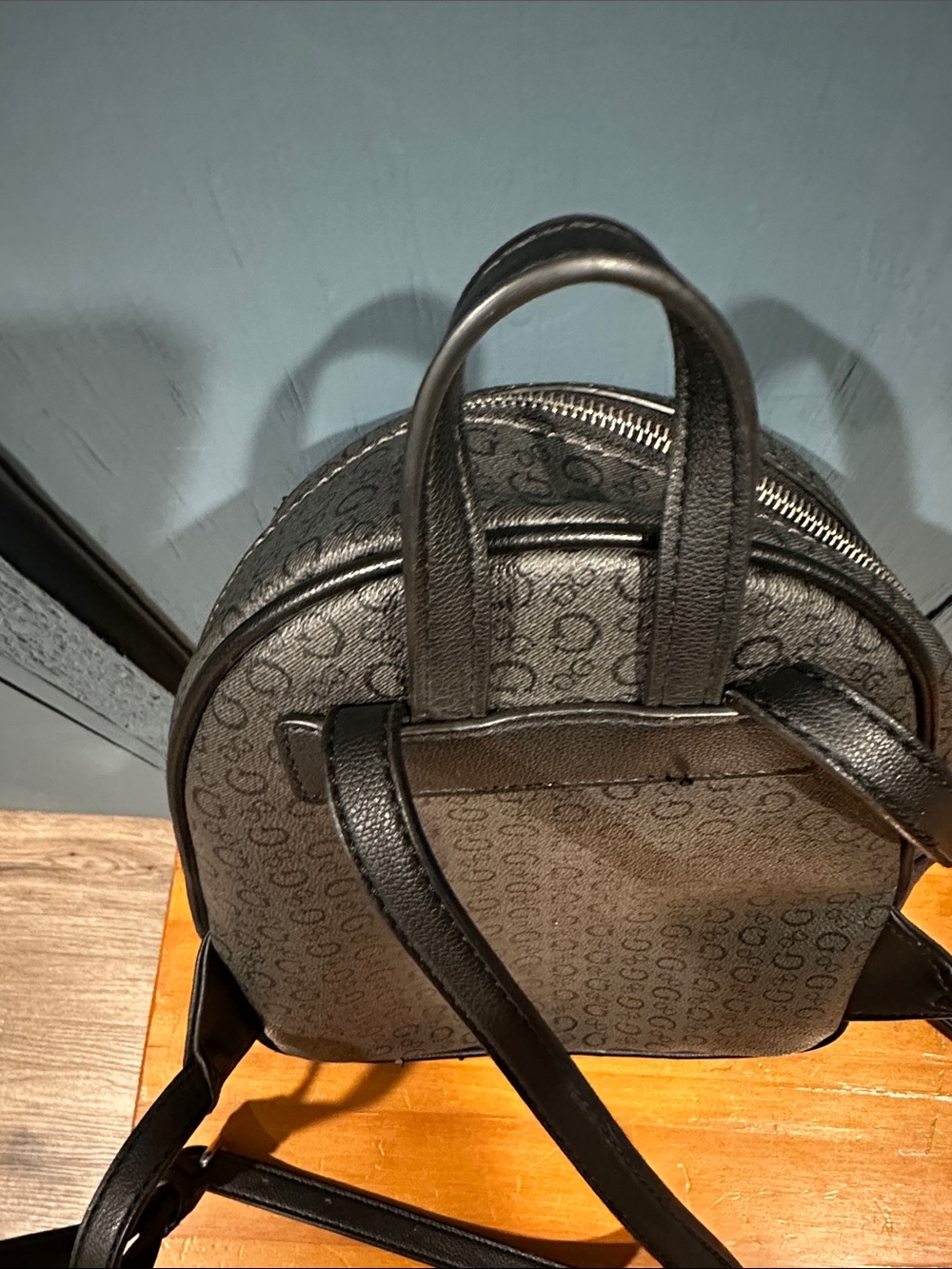 GUESS Monogram Grey Mini Backpack - Picture 3 of 5